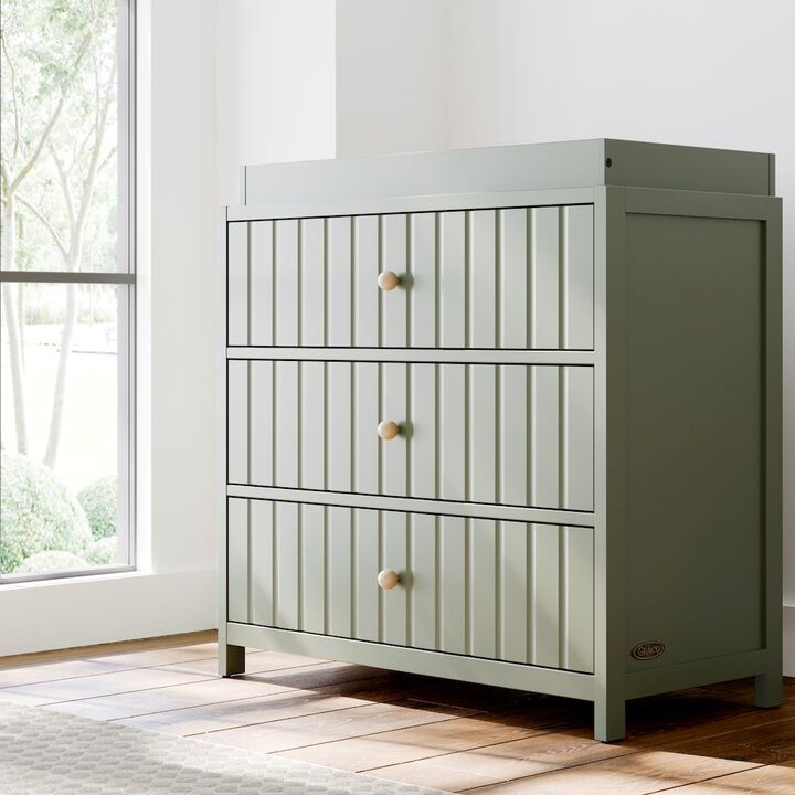 Graco Teddi 3 Drawer Chest with Changing Table Topper (Olive)