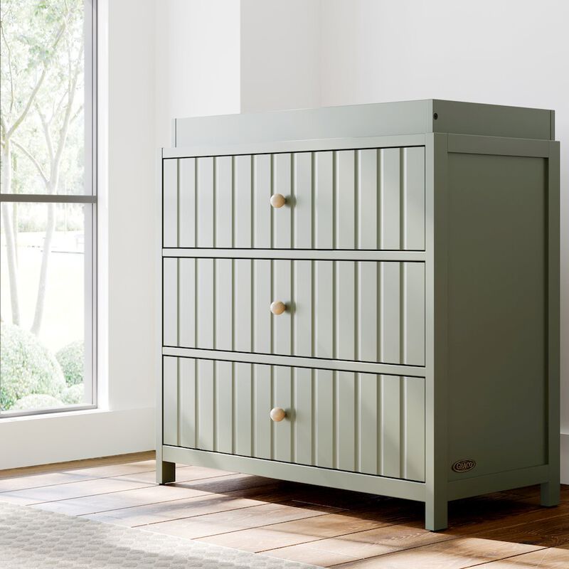 Graco Teddi 3 Drawer Chest with Changing Table Topper (Olive)