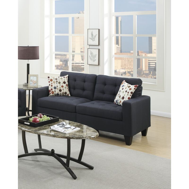 Living Room Furniture 2 Piece Sofa Set Polyfiber Tufted Sofa Loveseat W Pillows Cushion