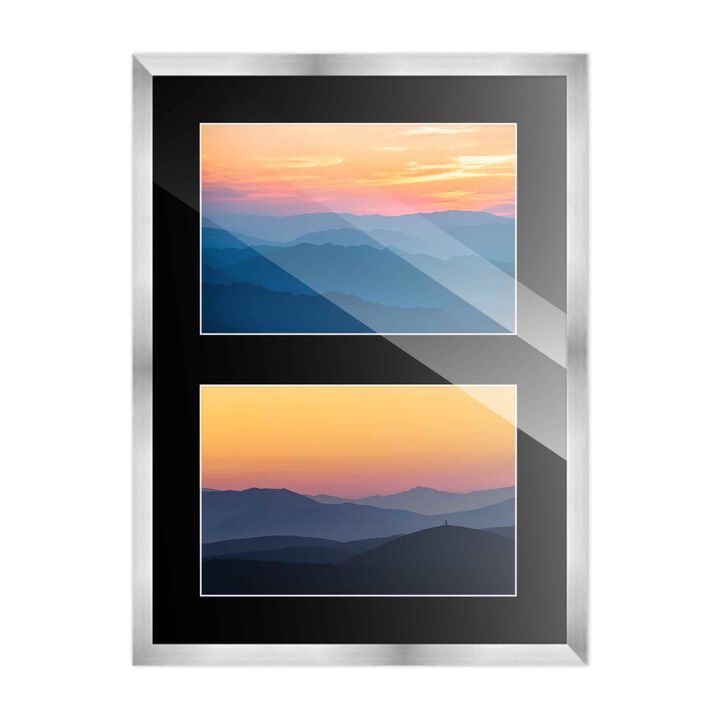 11x14 Wood Collage Frame with Black Mat for 2 5x7 Pictures