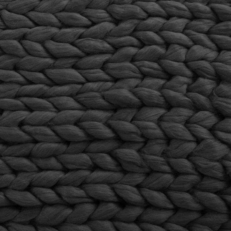 Moon Throw Blanket, 60 Inch, Knitted Design, Acrylic, Dark Gray Finish - Benzara