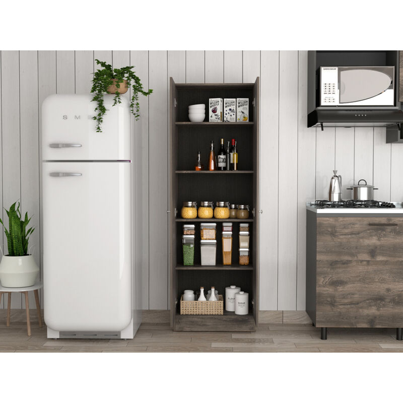 Buxton Rectangle 2-Door Storage Tall Cabinet Dark Brown And Black Wengue