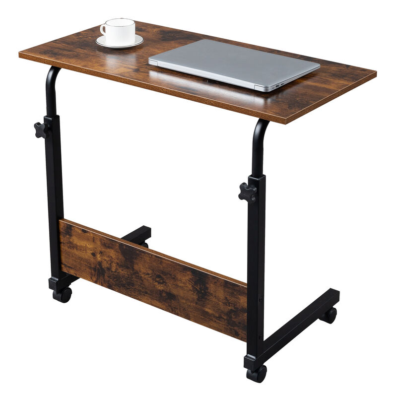 Adjustable Height Rolling Side Table, P2 15MM MDF & Steel with Baffle for Workspace