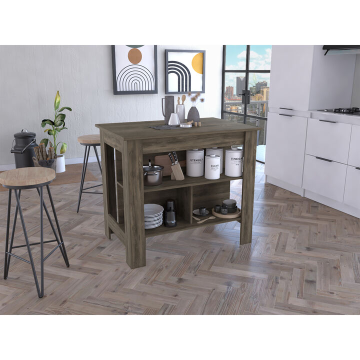 Streamdale Cala Kitchen Island, Four Legs, Three Shelves - Dark Brown