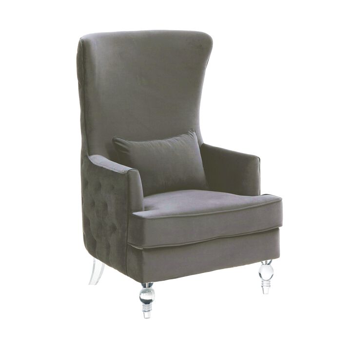 Aubree Cognac Velvet Chair with Acrylic Legs