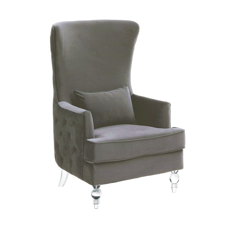 Aubree Cognac Velvet Chair with Acrylic Legs