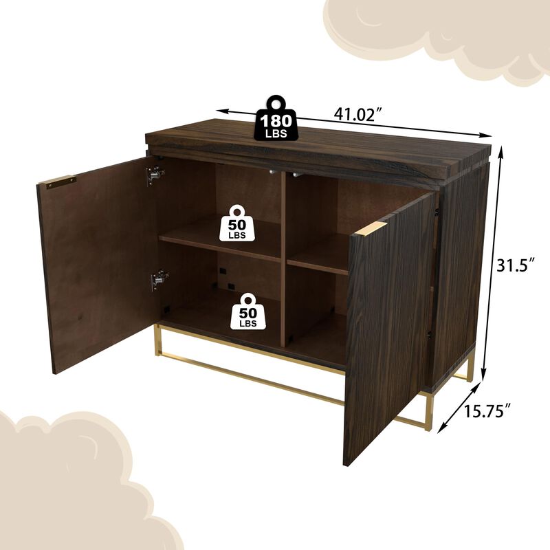 2-door Storage Cabinet,Antique brown