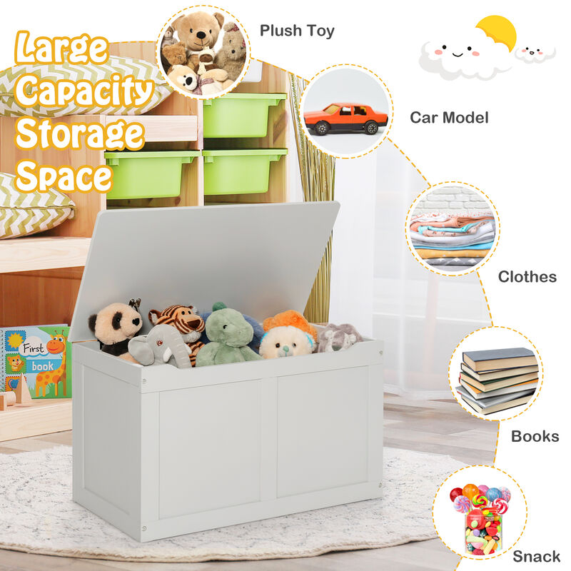 Safety Hinge Wooden Chest Organizer Toy Storage Box