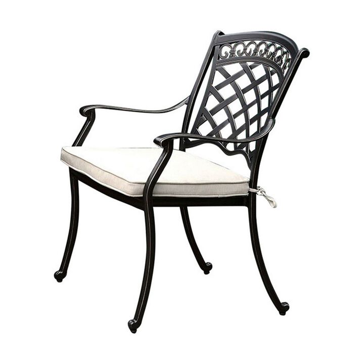 CHARISSA Transitional Arm Chair, Pack Of Two, Antique Black-Benzara
