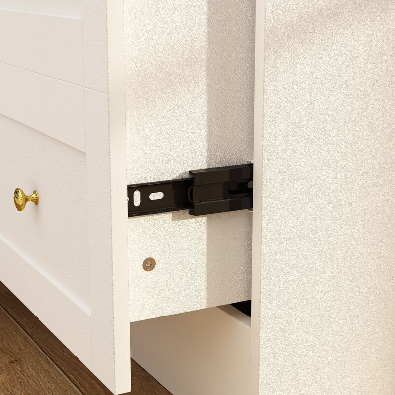 FUFU&GAGA Four-Door Wardrobe with Six Drawers and Adjustable Shelves (63" W x 19.7" D x 70.9" H),White