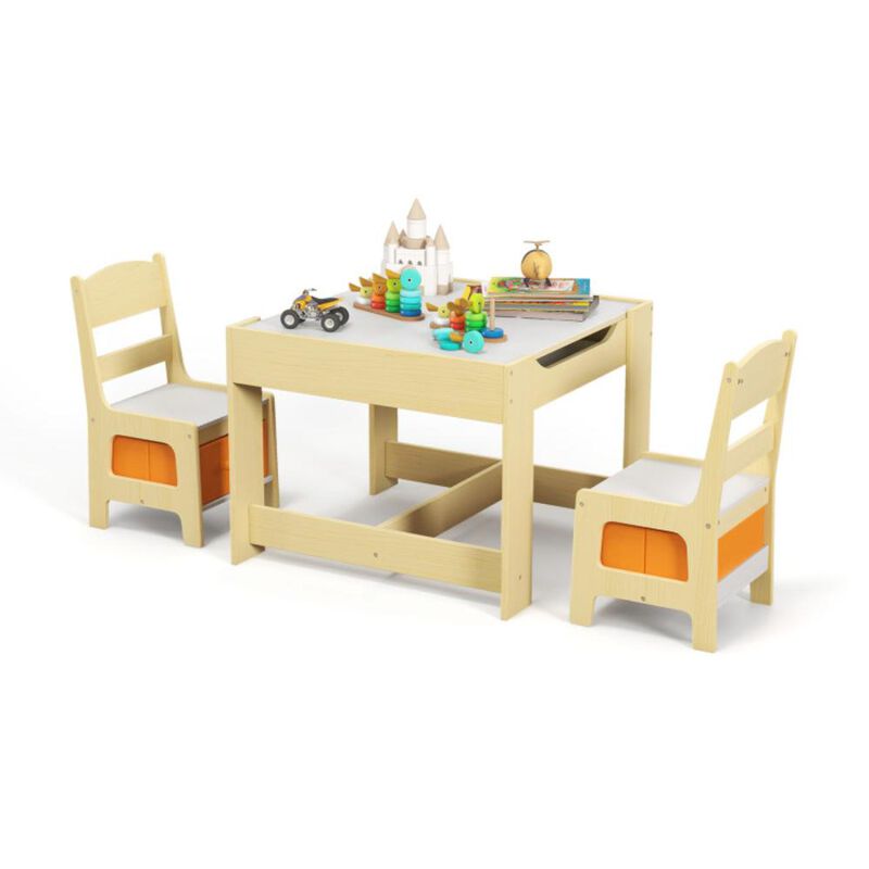 Hivvago Kids Table Chairs Set With Storage Boxes Blackboard Whiteboard Drawing