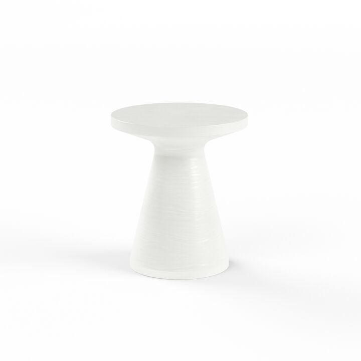 GRC Round End Table, Bone Finish