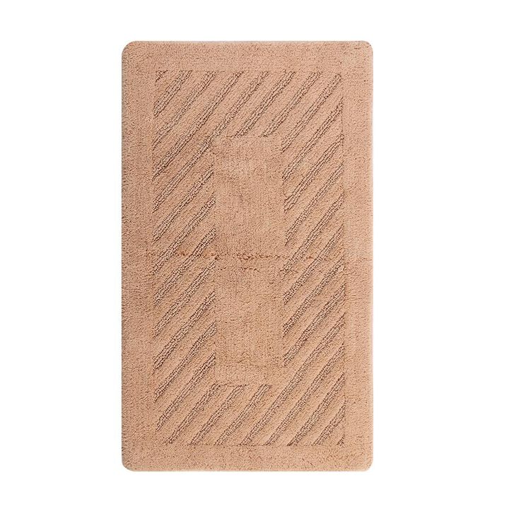 Knightsbridge Diagonal Racetrack 100% Cotton Reversible Bath Rug 20 X 30 Natural