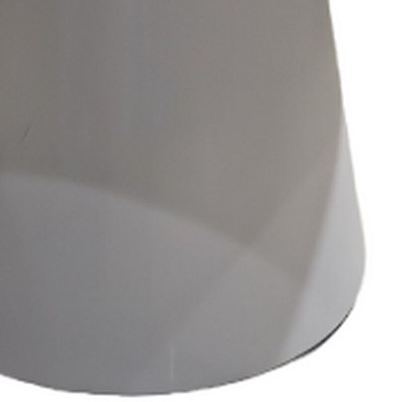 42 Inch Dining Table, Lacquer Round Tabletop, Pedestal Metal Base, White - Benzara