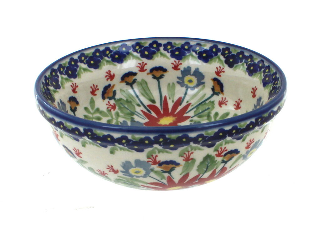 Blue Rose Polish Pottery Periwinkle Dessert Bowl