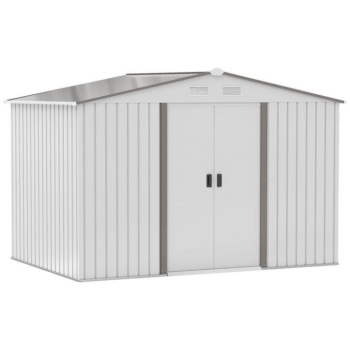 Silver Garden Storage: 9'x6' Metal Shed with Sliding Doors