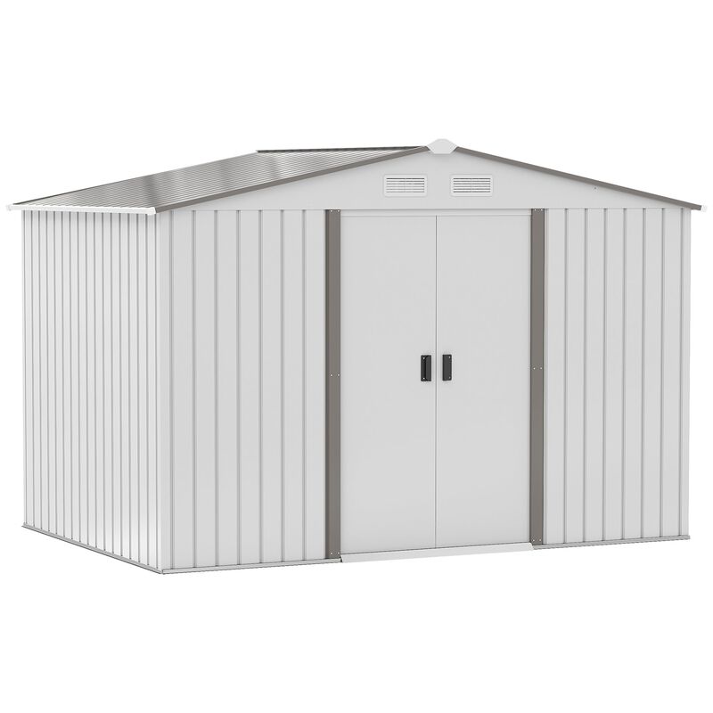 Silver Garden Storage: 9'x6' Metal Shed with Sliding Doors