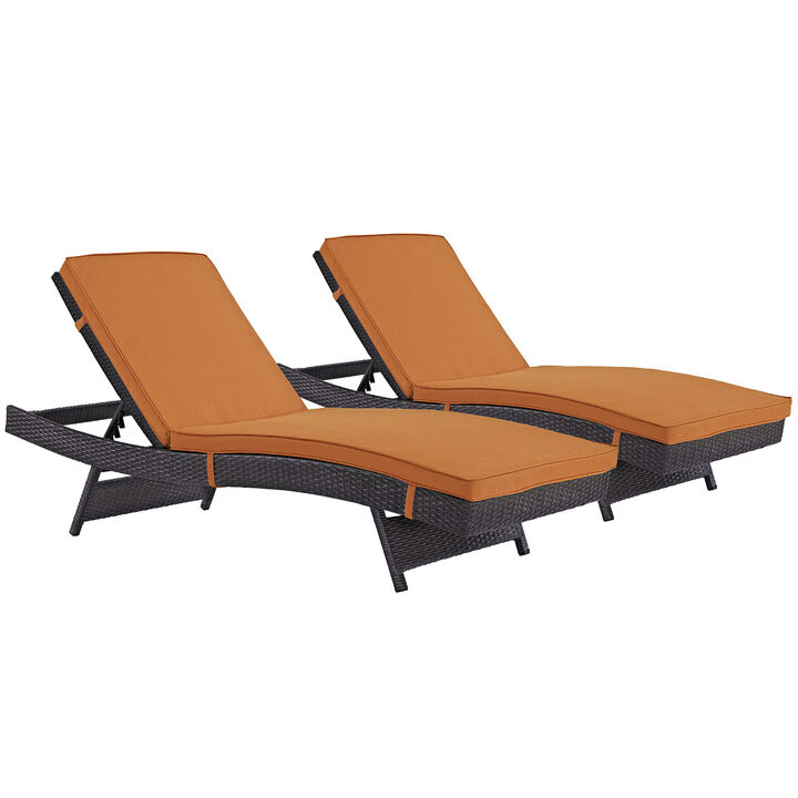 Orange Convene Chaise Outdoor Patio Set of 2