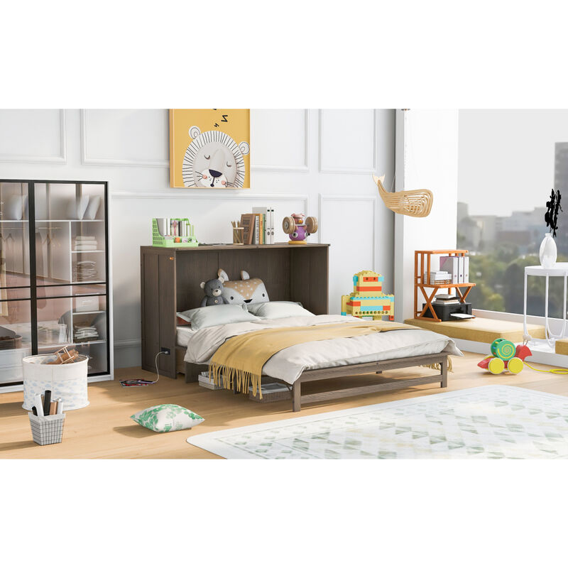 Queen Size Murphy Bed With Built-In Charging Station