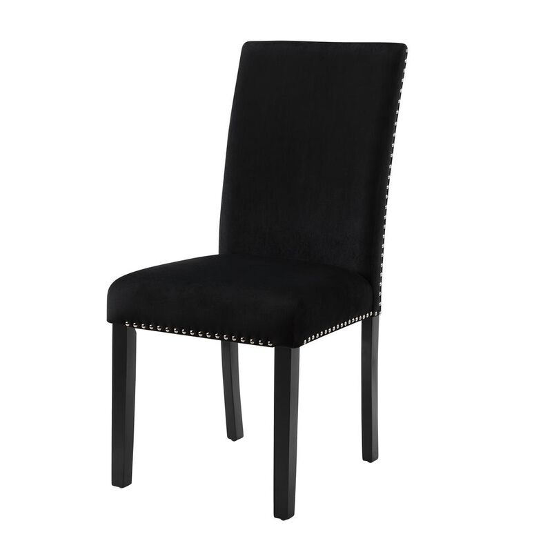 New Classic Furniture Furniture 37.75 Velvet & Wood Dining Chair in Black (Set of 2)