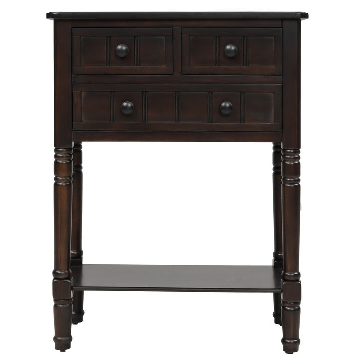 23.7 in. Rectangle Wood Console Table with 3 Drawers