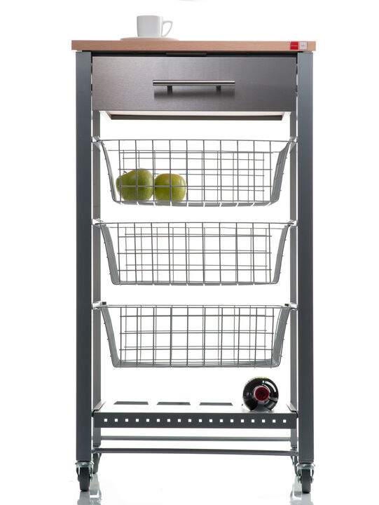 Rolling kitchen cart with Stainless Steel top, Fifty-Fifty