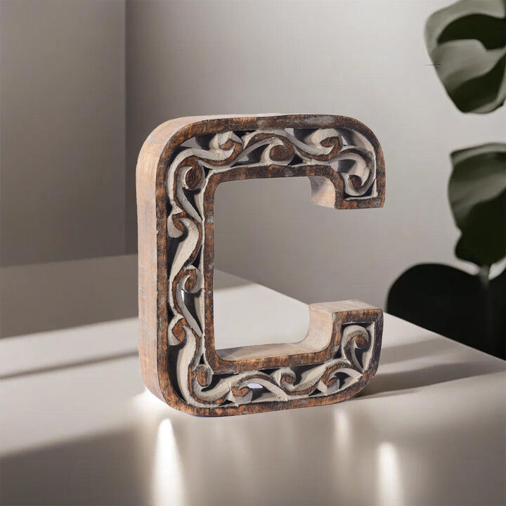 Vintage Gray Handmade Eco-Friendly "C" Alphabet Letter Block For Wall Mount & Table Top D�cor