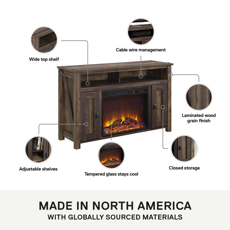 Farmington Electric Fireplace Space Heater TV Console for TVs up to 50", Rustic