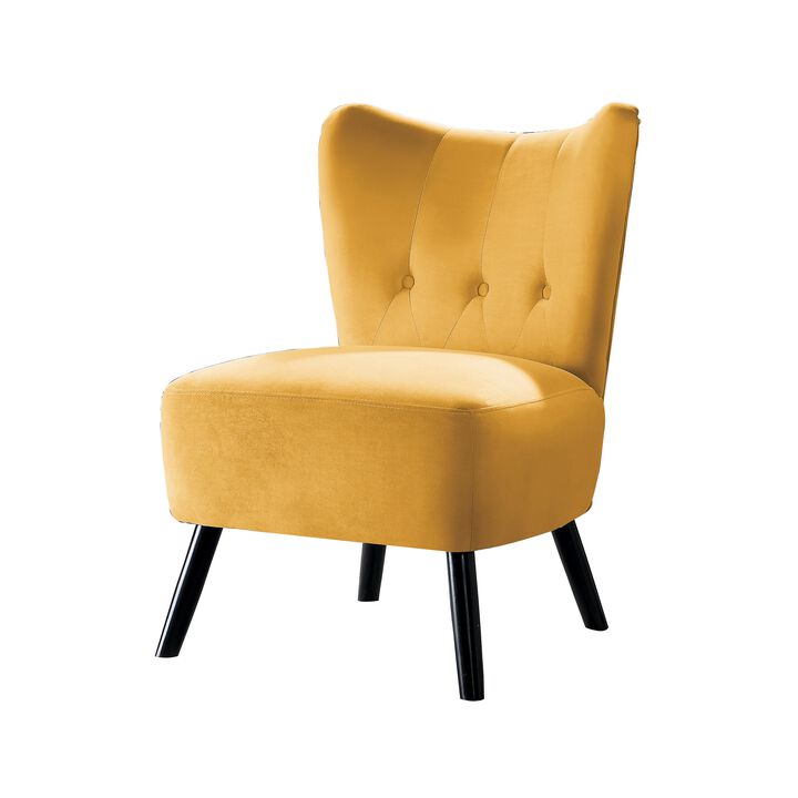 Armless Accent Chair with Flared Back and Button Tufting