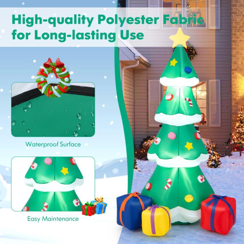 Hivvago 6 Feet Tall Blow up Christmas Tree with 3 Gift Boxes
