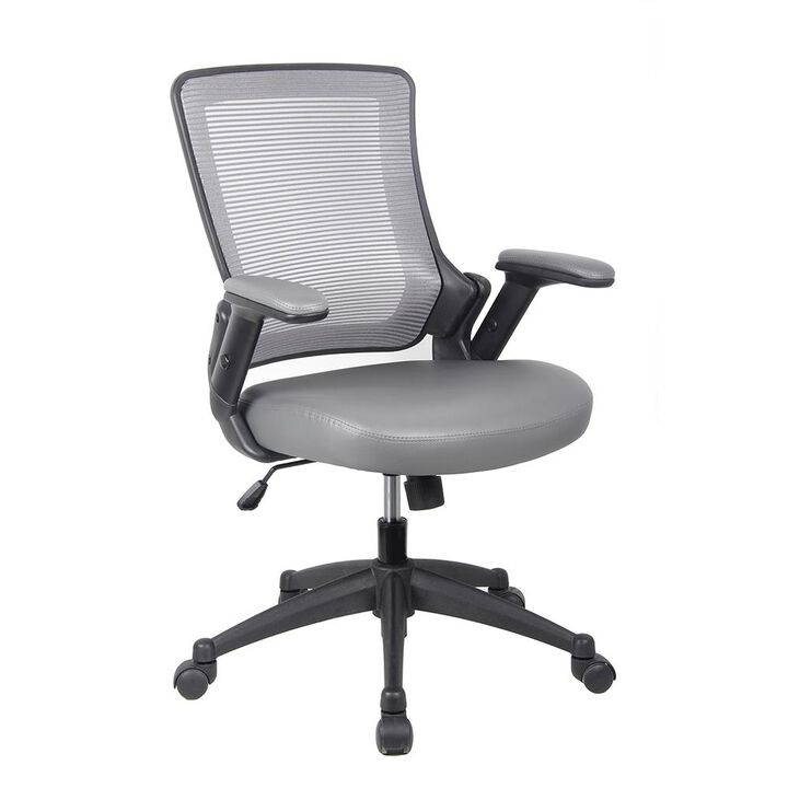 Techni Mobili Mid-Back Mesh Task Office Chair with Flip Up Arms. Color: Gray