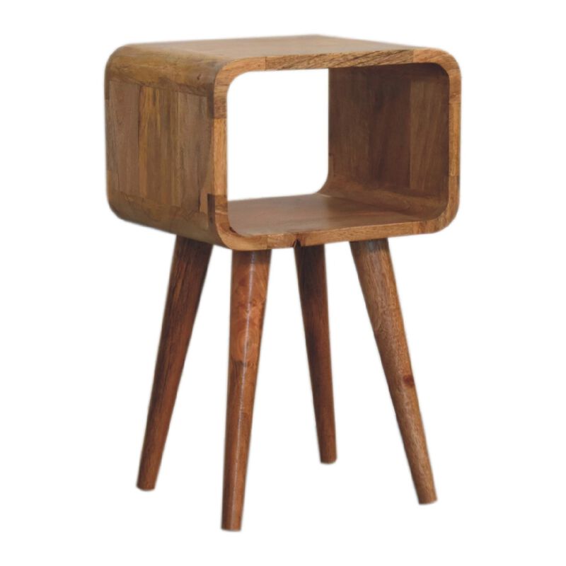 Mini Curved Solid WoodOpen NightStand