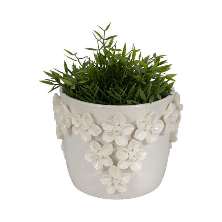 7" Floral Applique Planter