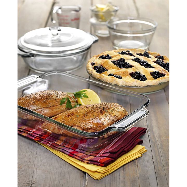 Hivvago 10-Piece Glass Bakeware Food Storage Set with 3 Clear Plastic Lids