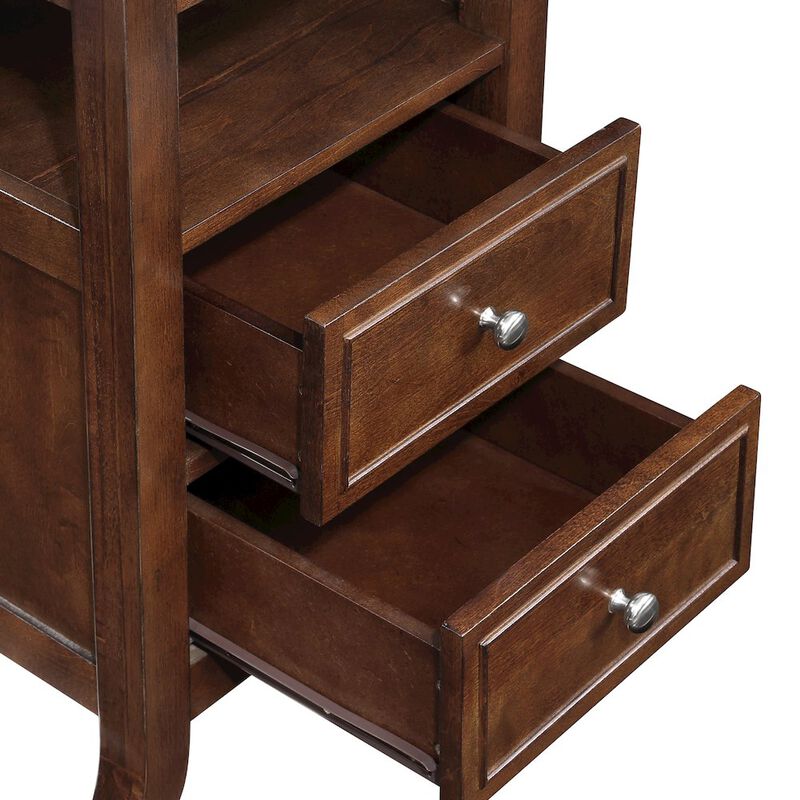 Convenience Concepts Melbourne 2 Drawer End Table with Charging Station and Shelf