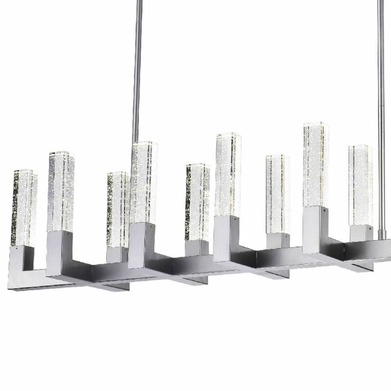 Dianyi Chandelier Silver Metal and Acrylic 12 LED Lights Dimmable