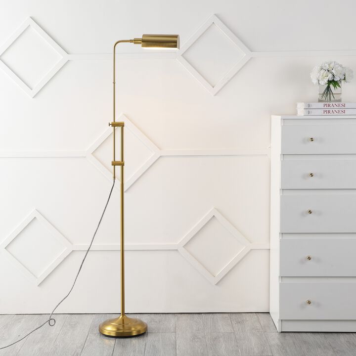 Zinnia Industrial Minimalist Height-Adjustable Iron Pharmacy LED Floor Lamp