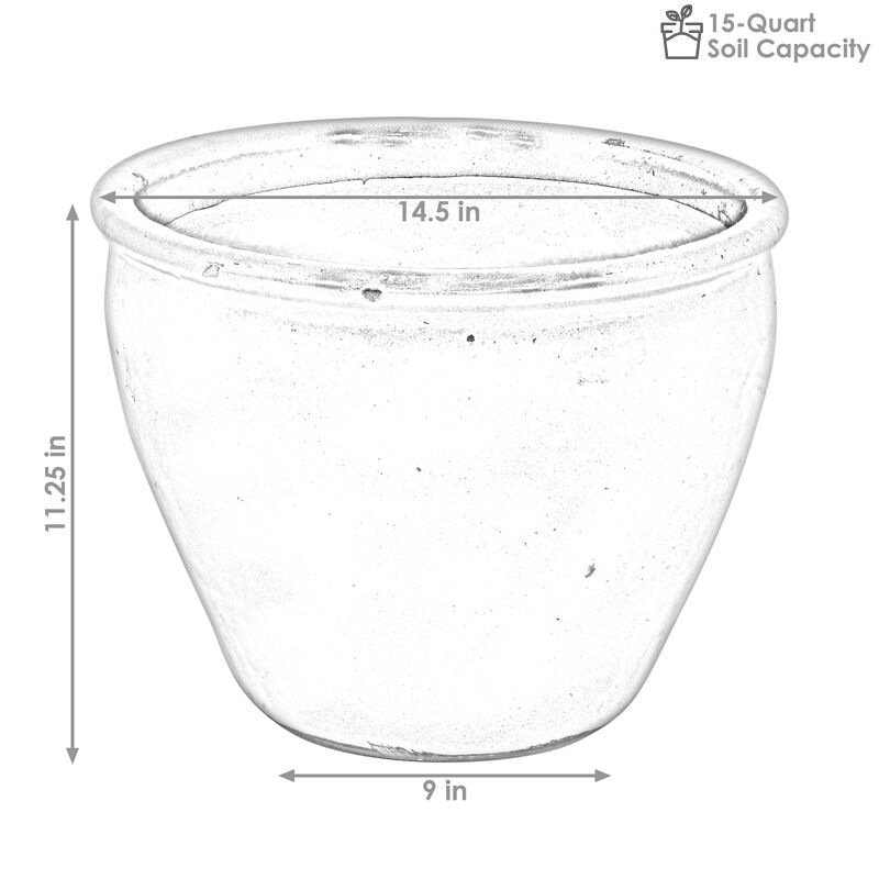 Sunnydaze 15 in Chalet High-Fired Glaze Ceramic Planter