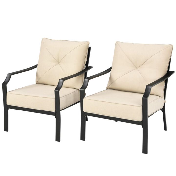 Hivvago 2 Pieces Patio Dining Set with Padded Cushions Armrest Steel Frame