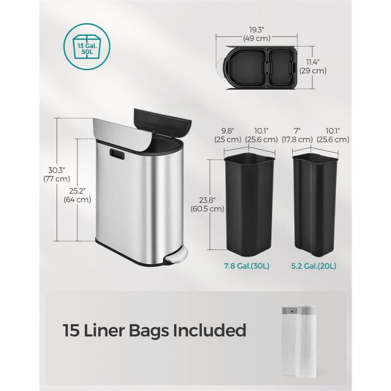 Garbage Can with Wing Lids for Easy Access and Odor Control