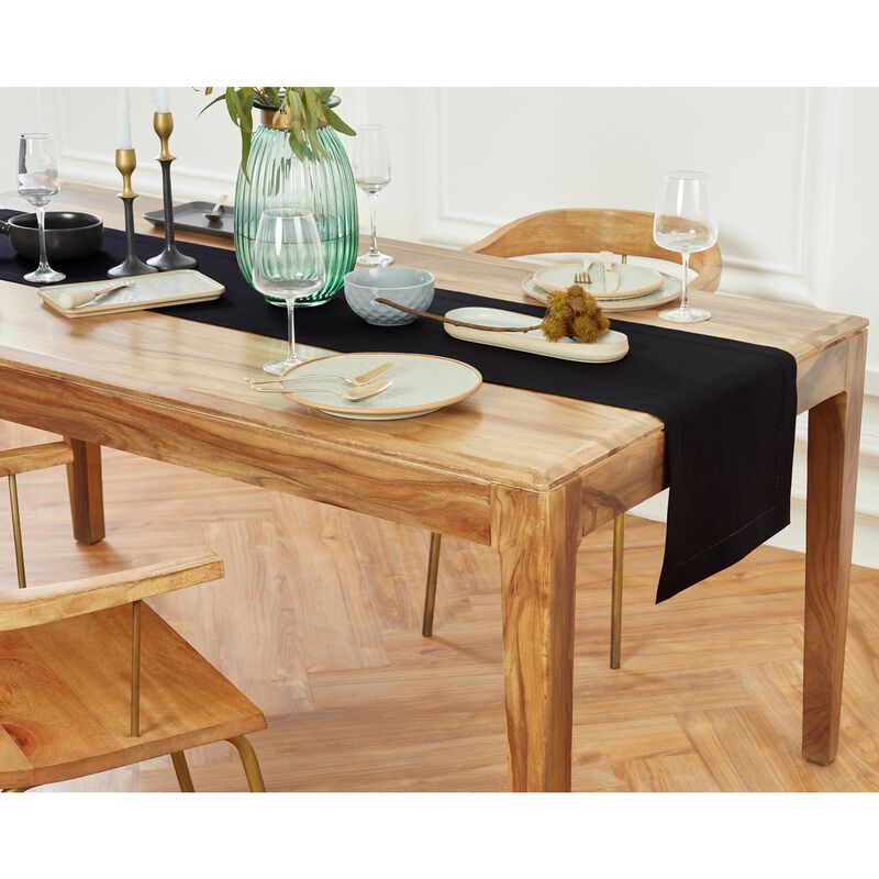 Solino Home 100% Pure Linen Table Runner | Medium Weight Hemstitch