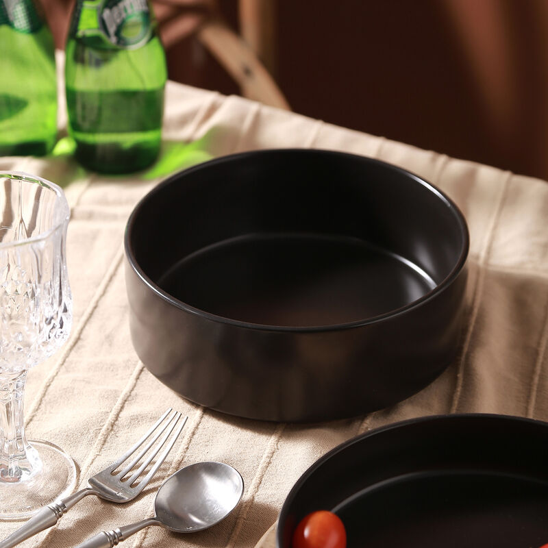 Stone Lain Celina Stoneware Service Bowl Set 2 Piece, Black