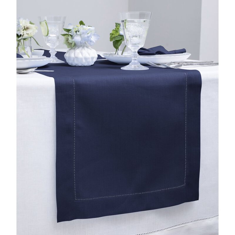 Solino Home 100% Pure Linen Table Runner | Classic Hemstitch for Thanksgiving, Christmas