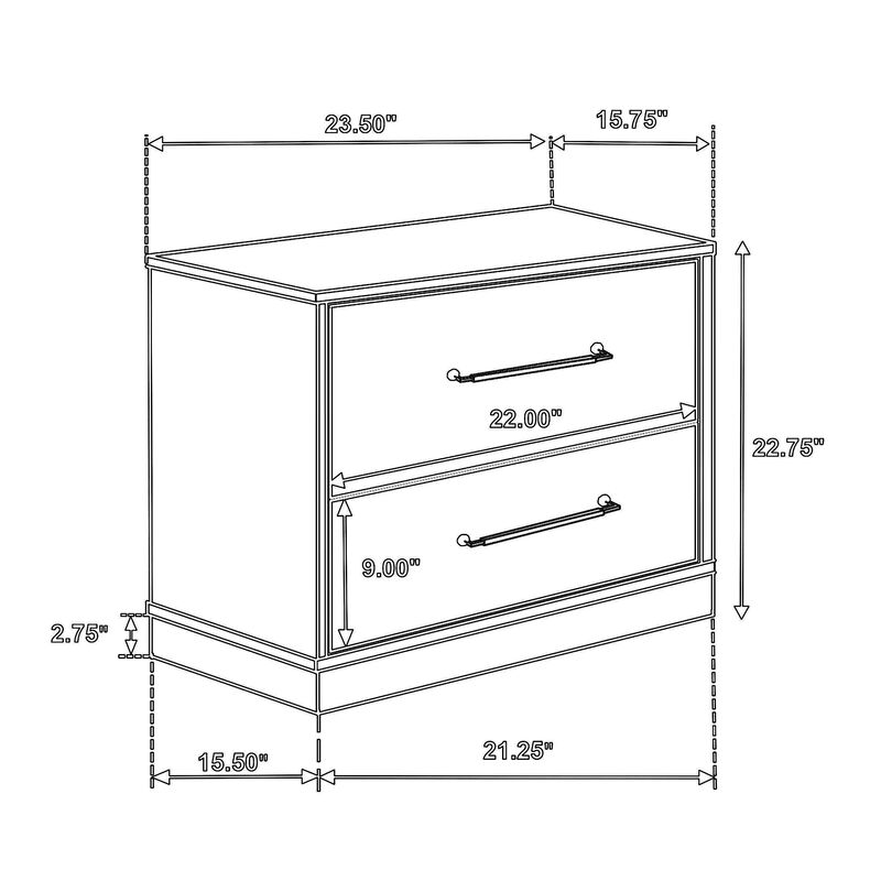 Fene Nightstand, 2 Storage Drawers with Nickel Handles, 24 Inch Gray - Benzara