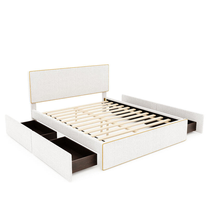 Merax Upholstered Platform Bed with 4 Drawers