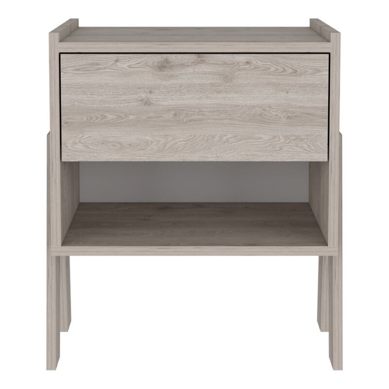 DEPOT E-SHOP Caladium Nightstand, One Drawer, One Open Shelf, Light Gray