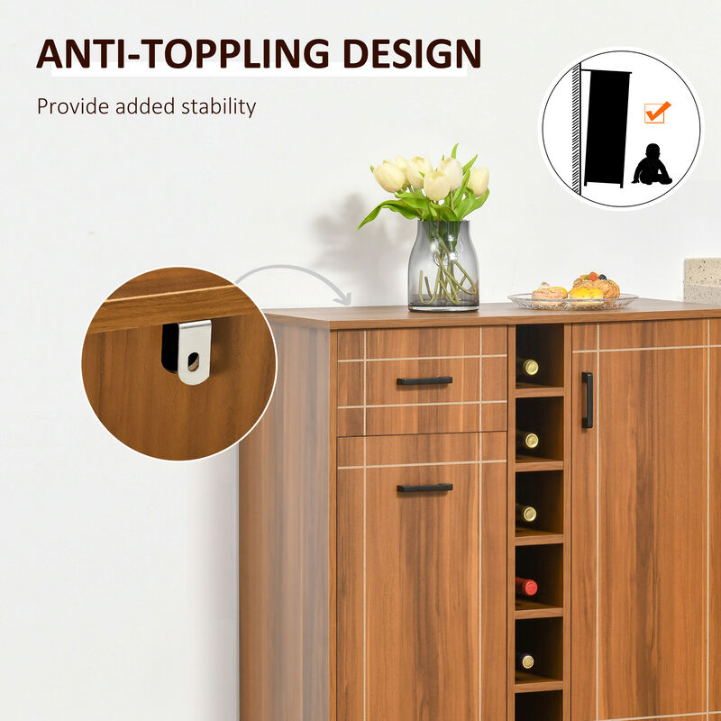 6 Bottle Wine Storage Rack Cabinet Buffet Sideboard with 2 Cupboards & 1 Drawer