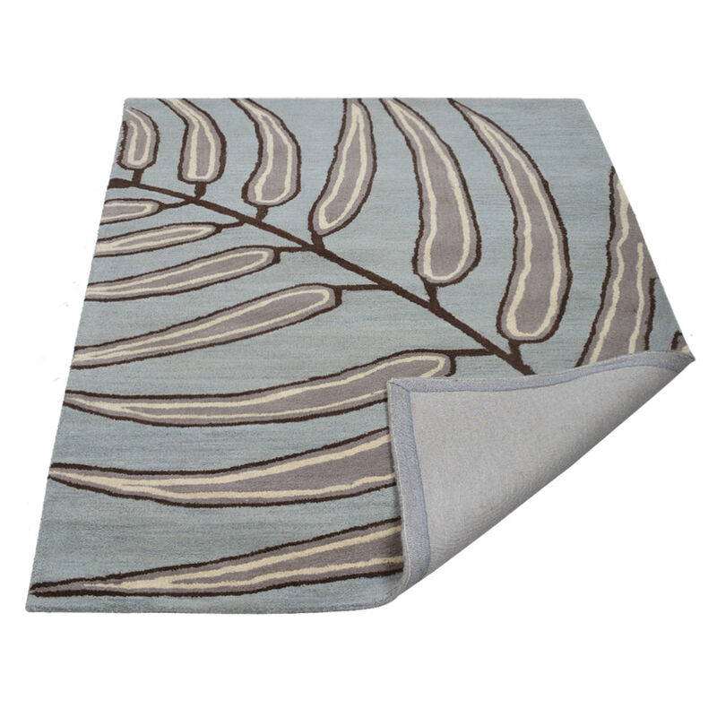 RUGSOTIC CARPETS HAND TUFTED WOOL ECO-FRIENDLY AREA RUGS  - 5'x8', Rectangle Shape, Light Blue, Floral Modern Design, High Pile Thick Handmade Area Rugs for Living Room, Bed Room (K00735)