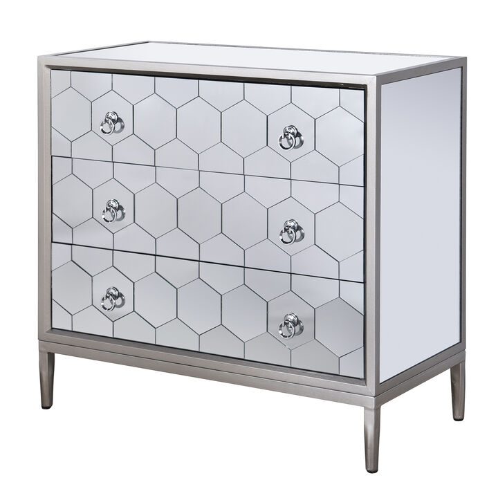 Honeycomb 3 Drawer Chest in Clear Mirror