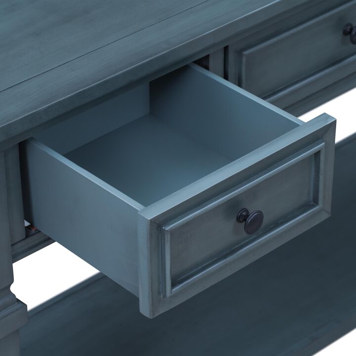 Classic Retro Console Table – 3 Drawers & Open Shelf, Easy to Assemble